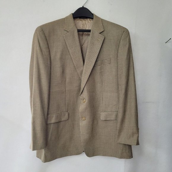 Ralph Lauren Blazer Mens 46L Silk/Wool Houndstooth 2-Button Lined Sportcoat - Picture 1 of 16
